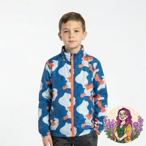 Cat & Jack Kids Boys Size 8/10 Camo Lightweight Windbreaker Hooded Jacket